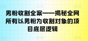 男粉收割全案——揭秘全网所有以男粉为收割对象的项目底层逻辑-一米创业记