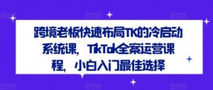 跨境老板快速布局TK的冷启动系统课，TikTok全案运营课程，小白入门最佳选择-一米创业记