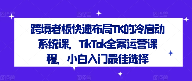 跨境老板快速布局TK的冷启动系统课，TikTok全案运营课程，小白入门最佳选择-一米创业记