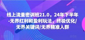 线上流量密训班21.0，24年下半年-无界红利和盈利玩法，终极优化/无界关键词/无界精准人群-一米创业记