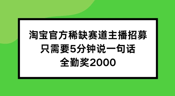 淘宝官方稀缺赛道主播招募 ，只需要5分钟说一句话， 全勤奖2000【揭秘】-一米创业记