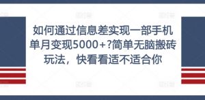 如何通过信息差实现一部手机单月变现5000+?简单无脑搬砖玩法，快看看适不适合你【揭秘】-一米创业记