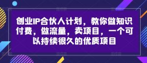 创业IP合伙人计划，教你做知识付费，做流量，卖项目，一个可以持续很久的优质项目-一米创业记