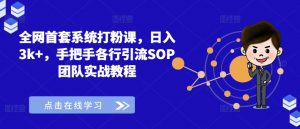 全网首套系统打粉课，日入3k+，手把手各行引流SOP团队实战教程-一米创业记