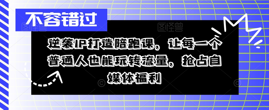 逆袭IP打造陪跑课，让每一个普通人也能玩转流量，抢占自媒体福利-一米创业记