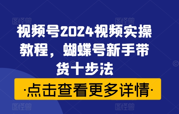 视频号2024视频实操教程，蝴蝶号新手带货十步法-一米创业记