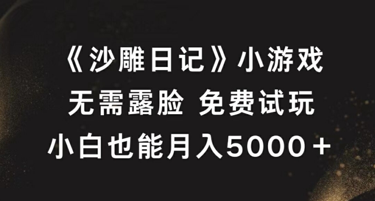 《沙雕日记》小游戏，无需露脸免费试玩，小白也能月入5000+【揭秘】-一米创业记