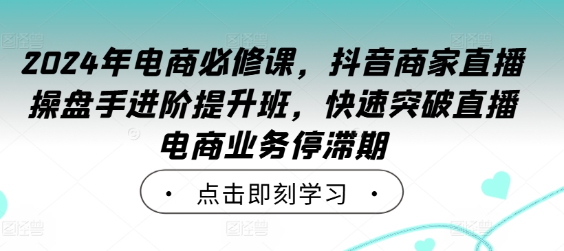 2024年电商必修课，抖音商家直播操盘手进阶提升班，快速突破直播电商业务停滞期-一米创业记