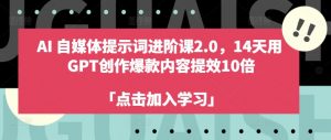 AI自媒体提示词进阶课2.0，14天用 GPT创作爆款内容提效10倍-一米创业记