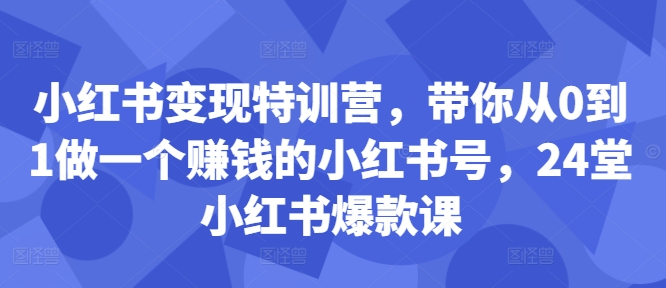 小红书变现特训营，带你从0到1做一个赚钱的小红书号，24堂小红书爆款课-一米创业记