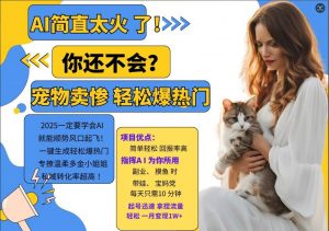 小红书AI宠物卖惨打工项目，一键生成轻松爆热门，专撩温柔多金小姐姐，私域转化率超高-一米创业记