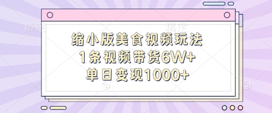 缩小版美食视频玩法，1条视频带货6W+，单日变现1k-一米创业记