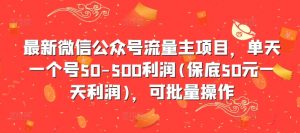 最新微信公众号流量主项目，单天一个号50-500利润(保底50元一天利润)，可批量操作-一米创业记