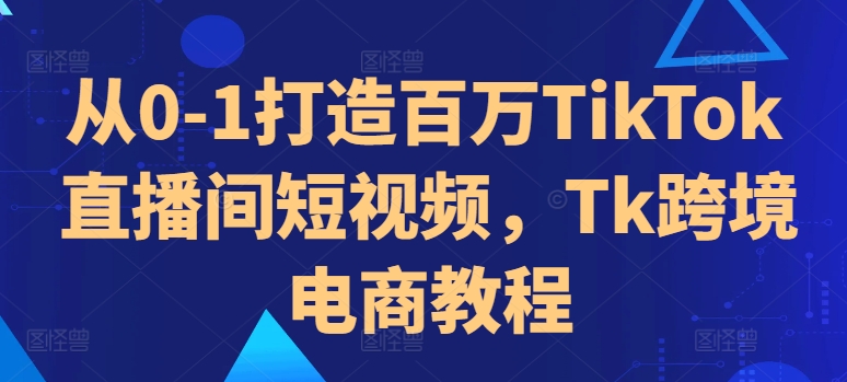 从0-1打造百万TikTok直播间短视频，Tk跨境电商教程-一米创业记