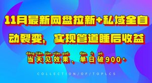 11月最新网盘拉新+私域全自动裂变，实现管道睡后收益，当天见效果，单日破900+-一米创业记
