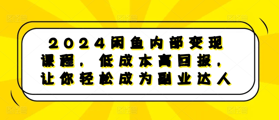 2024闲鱼内部变现课程，低成本高回报，让你轻松成为副业达人-一米创业记