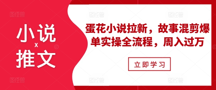 小说推文之蛋花小说拉新，故事混剪爆单实操全流程，周入过万-一米创业记