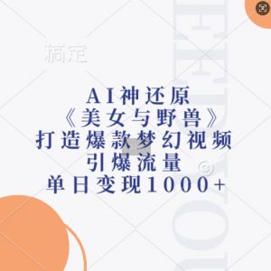 AI神还原《美女与野兽》，打造爆款梦幻视频，引爆流量，单日变现1k-一米创业记