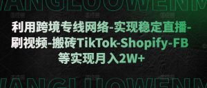 利用跨境专线网络-实现稳定直播-刷视频-搬砖TikTok-Shopify-FB等实现月入2W+【揭秘】-一米创业记