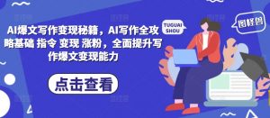 AI爆文写作变现秘籍，AI写作全攻略基础 指令 变现 涨粉，全面提升写作爆文变现能力-一米创业记