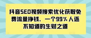 抖音SEO视频搜索优化获取免费流量挣钱，一个99%人还不知道的生财之道-一米创业记