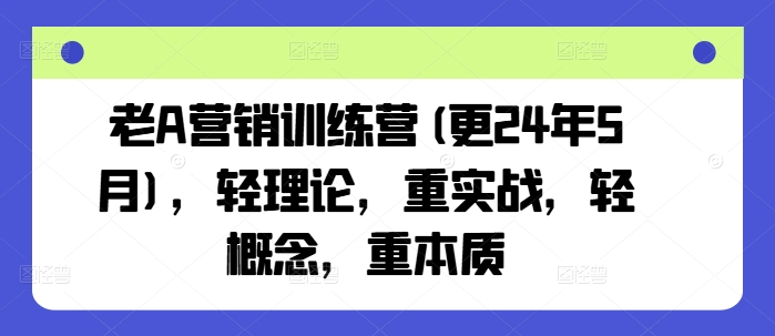 老A营销训练营(更24年11月)，轻理论，重实战，轻概念，重本质-一米创业记