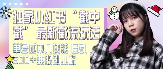 最新小红书截流玩法 独家截中截 单号成本几块钱 日引500+CY粉JZ粉-一米创业记