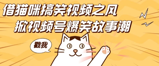 借猫咪搞笑视频之风,掀视频号爆笑故事潮,轻松日入四位数,无门槛快速入门!-一米创业记