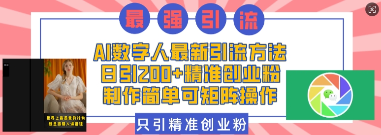AI数字人最新引流方法,日引200+精准创业粉,制作简单可矩阵操作-一米创业记