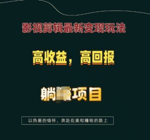 影视剪辑最新变现玩法，高收益，高回报，躺Z项目【揭秘】-一米创业记