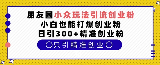 朋友圈小众玩法引流创业粉，小白也能打爆创业粉，日引300+精准创业粉【揭秘】-一米创业记