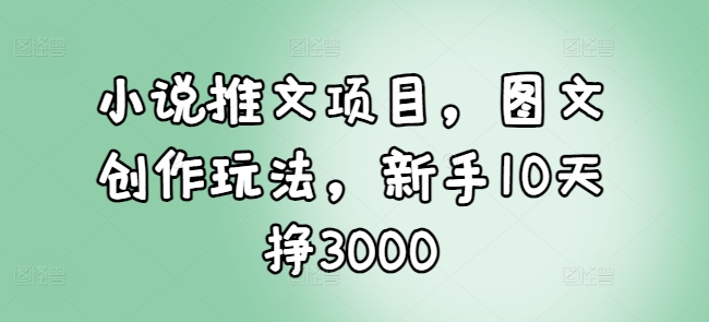 小说推文项目，图文创作玩法，新手10天挣3000-一米创业记