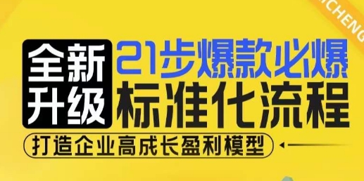 21步爆款必爆标准化流程，全新升级，打造企业高成长盈利模型-一米创业记