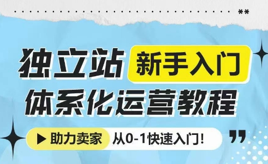 独立站新手入门体系化运营教程，助力独立站卖家从0-1快速入门!-一米创业记
