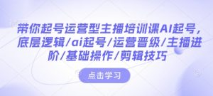带你起号运营型主播培训课AI起号，底层逻辑/ai起号/运营晋级/主播进阶/基础操作/剪辑技巧-一米创业记