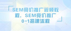 SEM竞价推广视频教程，SEM竞价推广0-1搭建流程-一米创业记