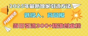 2025年最新独家引流方法，低投入高回报？当日引流300+精准创业粉-一米创业记