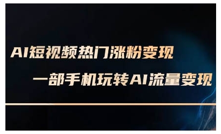 AI短视频热门涨粉变现课，AI数字人制作短视频超级变现实操课，一部手机玩转短视频变现-一米创业记