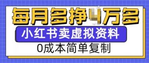 小红书虚拟资料项目，0成本简单复制，每个月多挣1W【揭秘】-一米创业记
