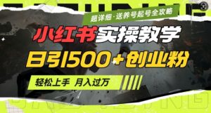 2月小红书最新日引500+创业粉实操教学【超详细】小白轻松上手，月入1W+，附小红书养号起号SOP-一米创业记