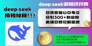 Deepseek做知识付费日洗百篇公众号文日引300+创业粉，卖课日四位数变现保姆级教程!-一米创业记