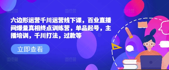 六边形运营千川运营线下课,百业直播间爆量真相终点训练营,单品起号,主播培训,千川打法,过款等-一米创业记