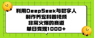 利用DeepSeek与数字人制作养宠科普视频，非常火爆的赛道，单日变现多张-一米创业记