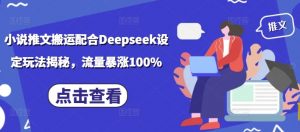 小说推文搬运配合Deepseek设定玩法揭秘，流量暴涨100%-一米创业记