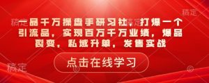一品千万操盘手研习社,打爆一个引流品,实现百万千万业绩,爆品裂变,私域升单,发售实战-一米创业记