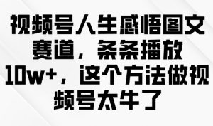 视频号人生感悟图文赛道，条条播放10w+，这个方法做视频号太牛了-一米创业记