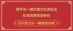 跨平台一键式暴力引流玩法，私域流量高效转化日引流300 +精准创业粉-一米创业记