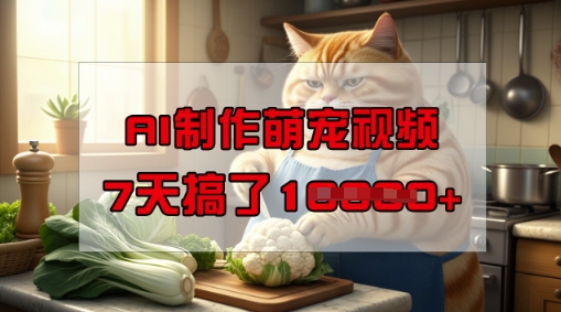 靠AI制作萌宠视频，操作简单门槛低，有手机就行，7天搞了1W-一米创业记