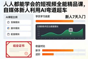 人人都能学会的短视频全能精品课，自媒体新人利用AI弯道超车-一米创业记