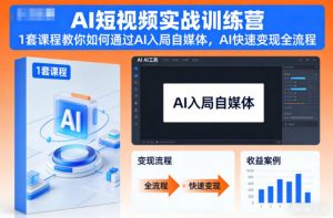AI短视频实战训练营，1套课程教你如何通过AI入局自媒体，AI快速变现全流程-一米创业记
